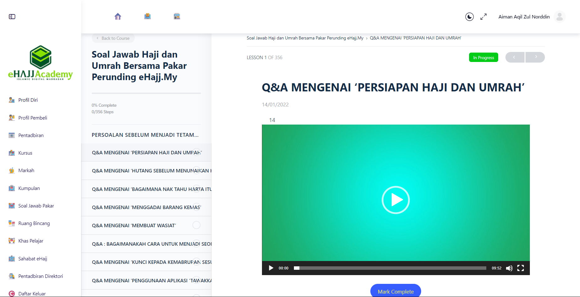 Contoh Q&A Video Page